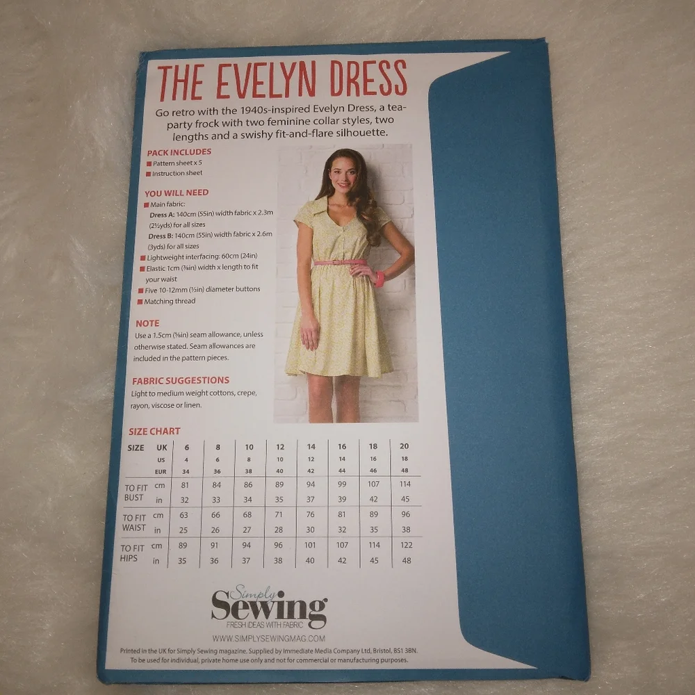 Simply Sewing,  The Evelyn Dress, size 4-18